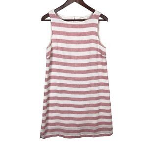 Beachlunchlounge White Pink Striped Sleeveless Dress Women's Small Cotton/Linen